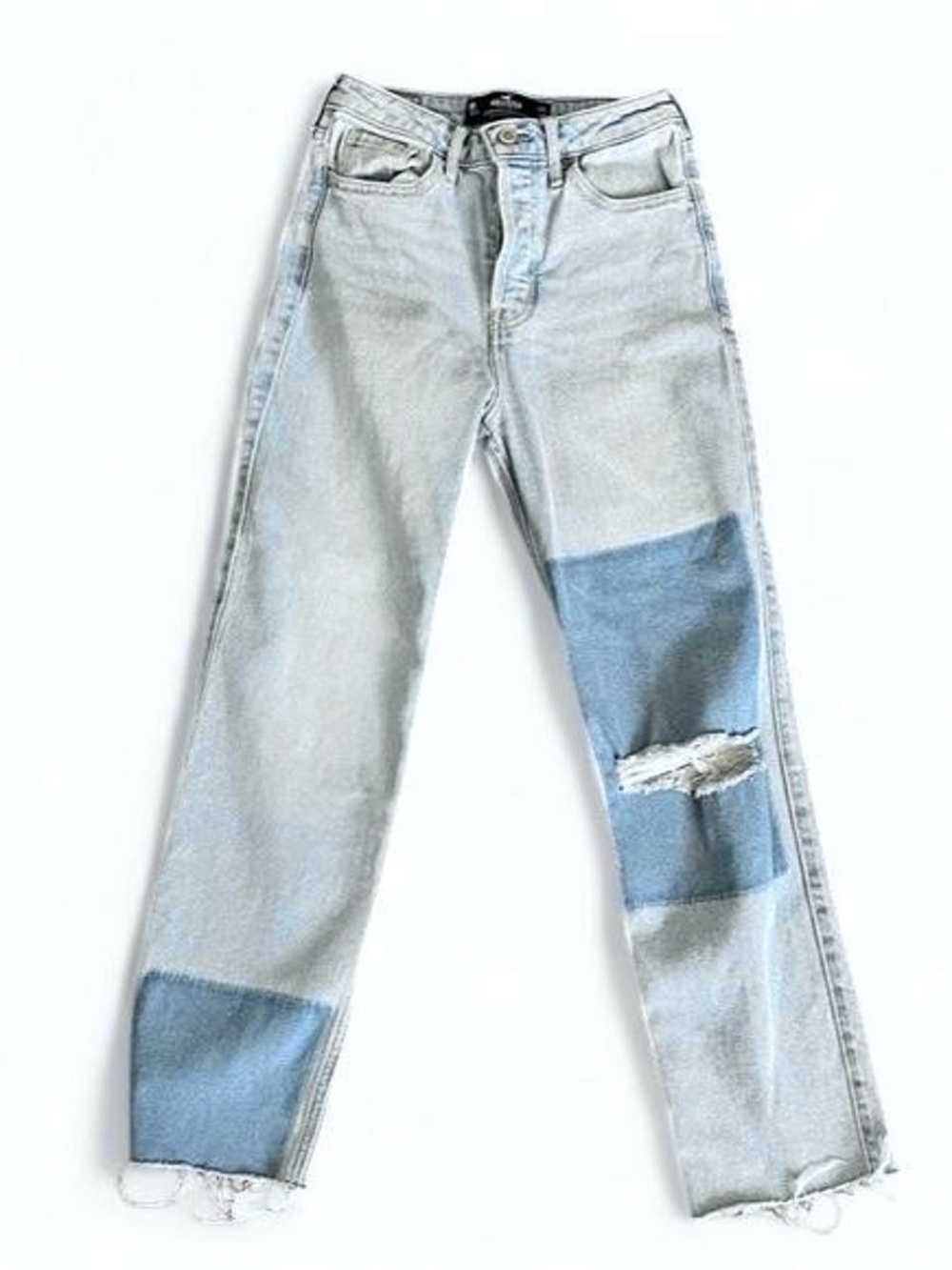 Hollister XXS Ultra High-Rise Vintage Straight Patch Jeans.